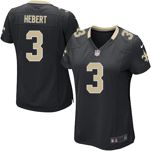 Women's Game Bobby Hebert Nike Jersey Black Home - #3 NFL New Orleans Saints